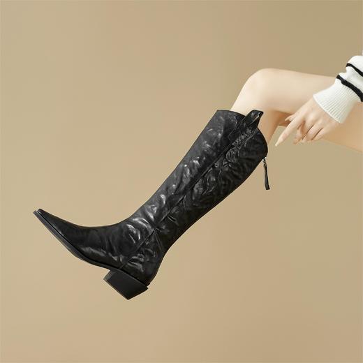 法式基础款，尖头中跟后拉链长靴FC-X1268 商品图3