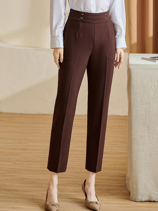 剩S 米思阳2024秋季新款知性百搭纯色休闲裤修身挺括微弹铅笔裤女3055 商品图3