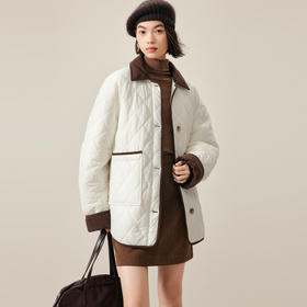 【严选】伊芙丽秋温柔感撞色翻领感衬衫式短款羽绒服1E9980201