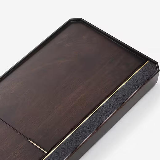 锦绣 乌檀木茶盘家用整块天然实木茶台原木镶嵌玄青石轻奢简约茶海（ 70*30cm）明华沙比利茶盘 商品图4