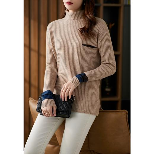 【现货7天】高定羊绒针织衫 轻盈软糯！高领宽松外穿2023早春套头毛衣女 商品图2