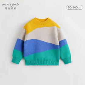 【柔软柔蓝绒】马克珍妮冬装新款 男童不规则色块宽松毛衣231311