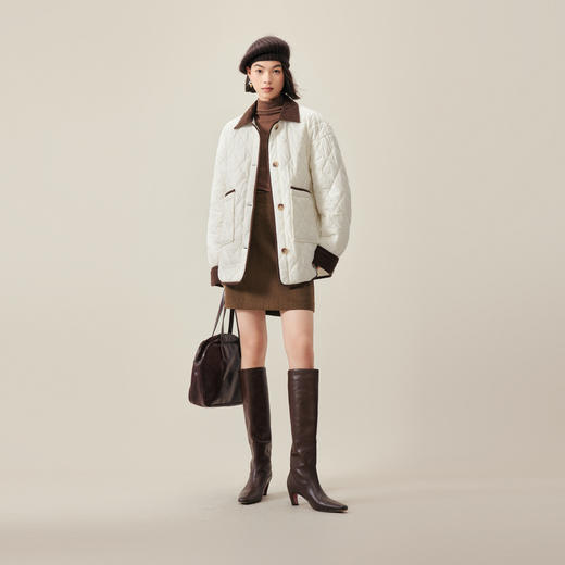 【严选】伊芙丽秋温柔感撞色翻领感衬衫式短款羽绒服1E9980201 商品图3