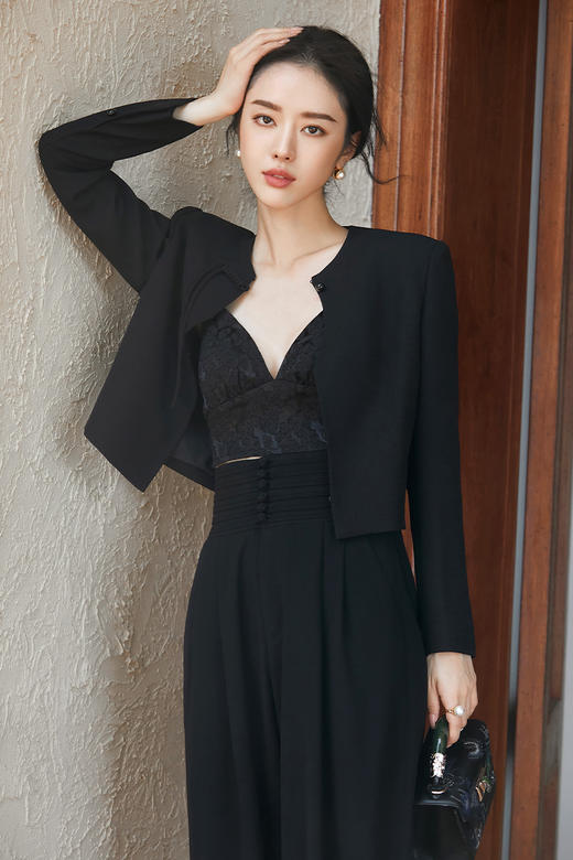 IWY/扶摇系列 秋季设计感国风盘扣短外套高腰宽松阔腿裤 FYC205+FYP205 商品图1