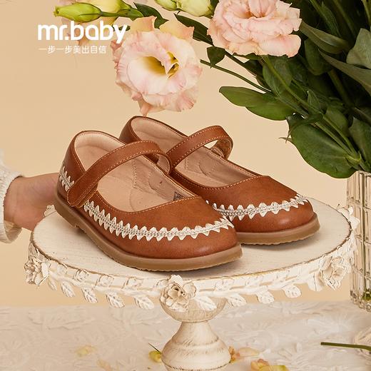 mrbaby女童皮鞋森系公主休闲鞋2023秋新款电绣花边玛丽珍防滑单鞋 商品图1