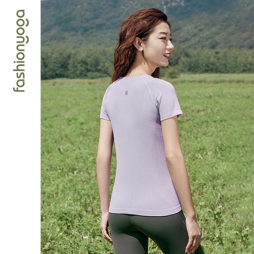 凡圣瑜伽弹绞花一体织运动短袖 F13382Q（不含胸垫） 商品图6