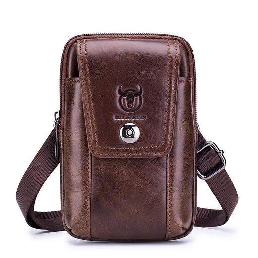 新款牛船长皮具牛皮男士穿皮带包真皮多功能手机单肩斜挎腰包 商品图4