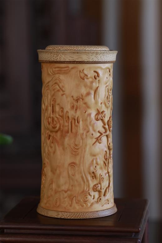 梅花°黄杨木精工茶叶罐 商品图3