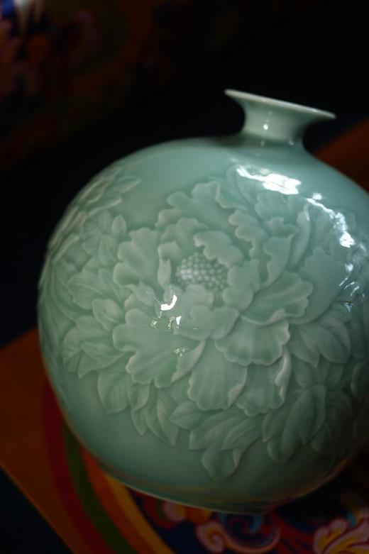 小牡丹石榴瓶  谈志坚制 商品图5