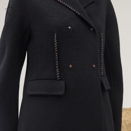 羊绒双排扣中长款大衣SJF95W274W 商品图4