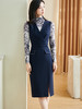 剩S/L 米思阳2024秋季新款通勤气质时尚套装撞色印花系带裙子两件套2809 商品缩略图1