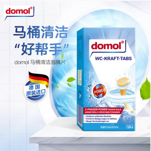 德国进口Domol马桶清洁厕剂清洁块泡腾片祛垢除异味20g*16块/盒 商品图0