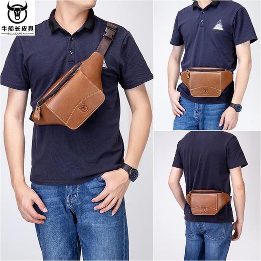 牛船长皮具真皮腰包男士头层牛皮休闲复古大容量多功能腰包收钱包 商品图2