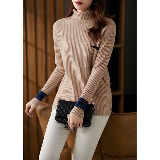 【现货7天】高定羊绒针织衫 轻盈软糯！高领宽松外穿2023早春套头毛衣女 商品图4