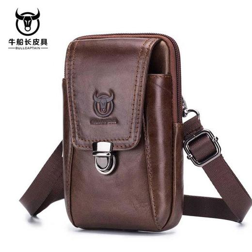 牛船长皮具头层牛皮男士穿皮带包休闲户外手机包真皮单肩斜挎腰包 商品图0