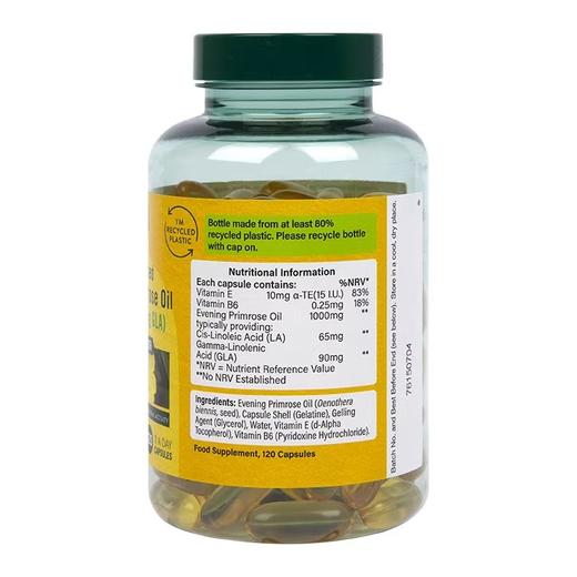 【同步英国专gui最新包装】英国品牌H&B 月见草油胶囊添维生素B6富含亚麻酸 1000mg120粒 商品图2