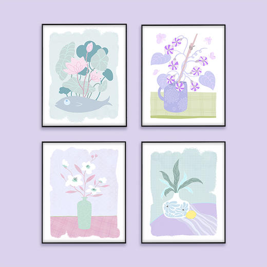 多喜爱布艺装饰画 小清新法式风抽象花卉组合挂画cs 商品图4