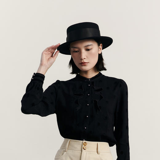 谜底英伦风礼帽女士2023冬新品复古时髦圆顶纯羊毛帽子234MQ1963 商品图2