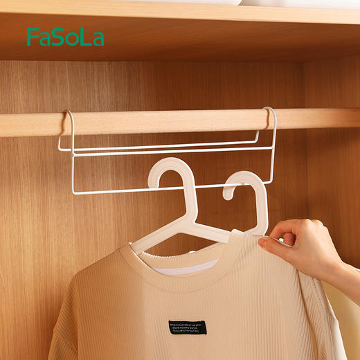 FaSoLa铁艺衣柜收纳挂架高低错位挂衣架家用省空间多功能挂衣杆 商品图6