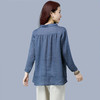 DD-蓝色棉麻衬衫女早秋七分袖2023新款宽松秋装上衣苎麻娃娃领衬衣 商品缩略图4