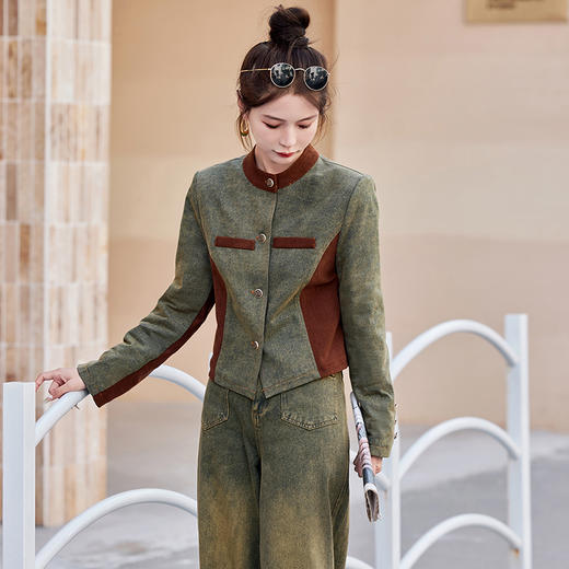 秋季新款，复古牛仔加厚夹棉套装HR-HJY2387-1 商品图1