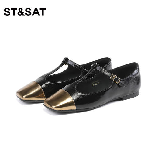 星期六时髦拼色方头单鞋SS33111843 商品图1