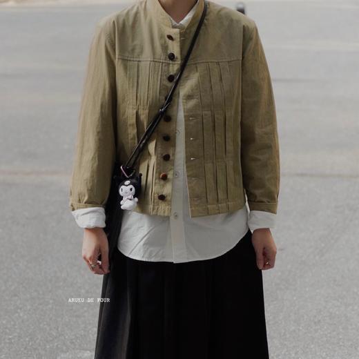 ECOLE DE CURIOSITES 卡其小立领夹克外套 商品图0