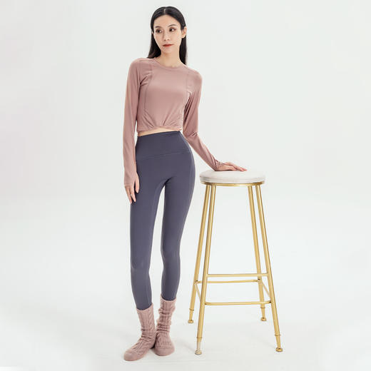 [随单洗护袋] 【裸感奶茶衣】带胸垫-不带胸垫都有-秋冬紧身上衣女紧身瑜伽服长袖t恤 商品图7