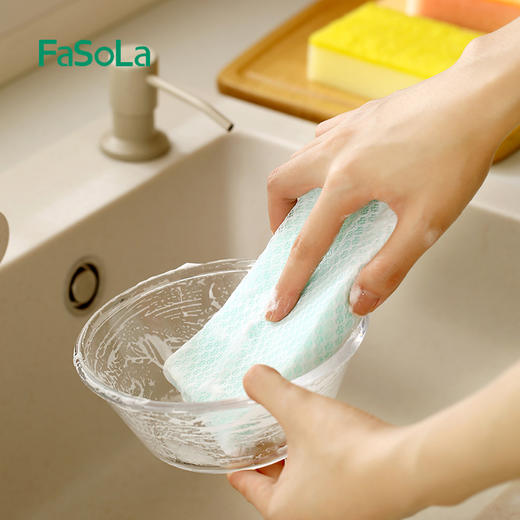 FaSoLa 双面百洁布海绵擦 厨房清洁用品加厚刷锅洗碗去污海绵 商品图5