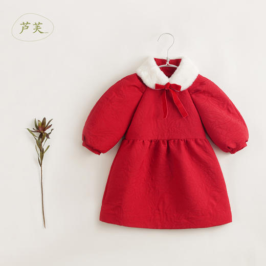 【马克珍妮 芦芙】秋冬装 中国风仿兔毛毛领连衣裙 231330 商品图0