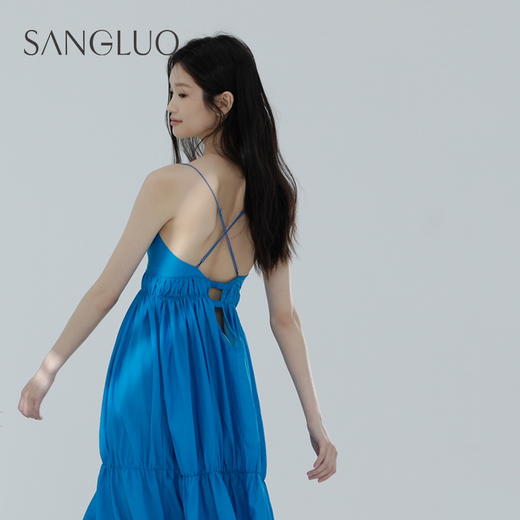 桑罗桑蚕丝丝棉吊带睡裙性感美背柔软蓬松显白外穿度假出片连衣裙 商品图3