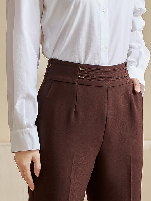 剩S 米思阳2024秋季新款知性百搭纯色休闲裤修身挺括微弹铅笔裤女3055 商品图4