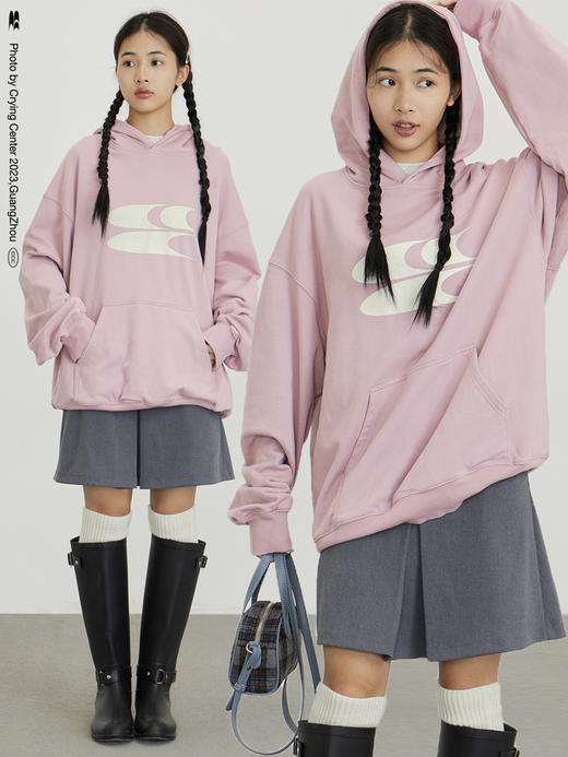 CryingCenter经典姜黄LOGO 3C连帽长袖卫衣秋冬 橡皮粉 哭喊中心 商品图2