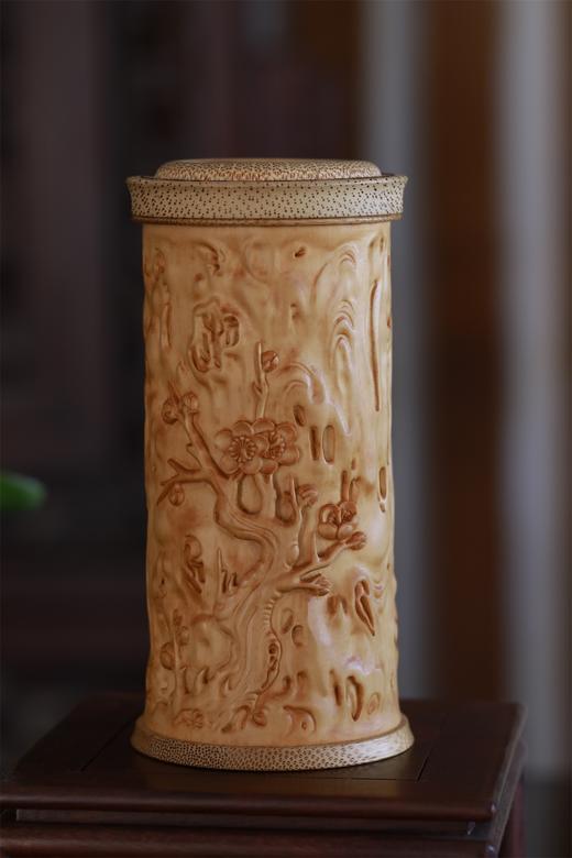 梅花°黄杨木精工茶叶罐 商品图0