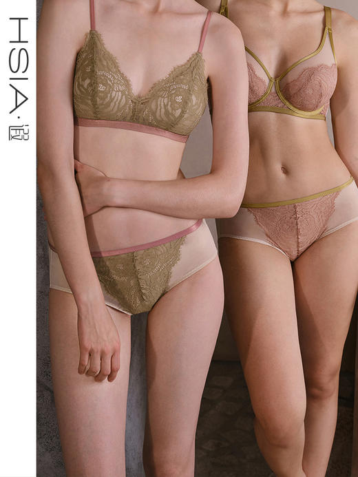 HSIA遐蕾丝中腰平角裤时尚酷感撞色性感仿T裤纯棉裆轻薄女士内裤 商品图0