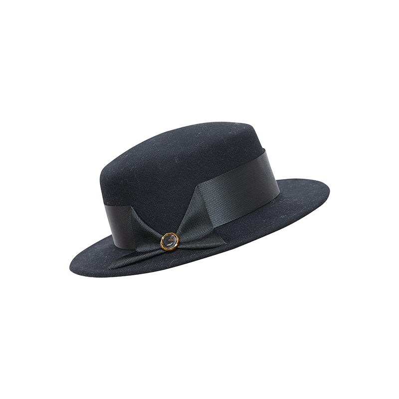 谜底英伦风礼帽女士2023冬新品复古时髦圆顶纯羊毛帽子234MQ1963