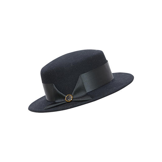 谜底英伦风礼帽女士2023冬新品复古时髦圆顶纯羊毛帽子234MQ1963 商品图0