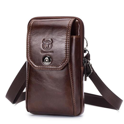 牛船长(BULLCAPTAIN)男士真皮单肩斜挎包5.5寸6寸穿皮带手机腰包 商品图4