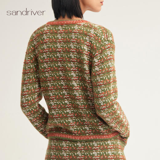 羊绒桑蚕丝小香风V领女开衫SJF95W332K 商品图5