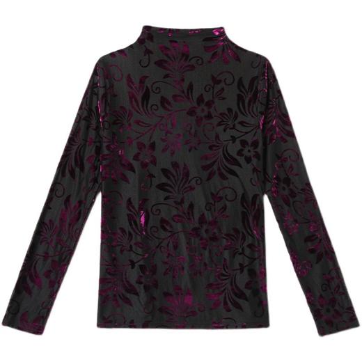 SMZ10657印花女士上衣2023秋冬加绒加厚小衫半高领打底衫内搭高端长袖T恤 商品图4