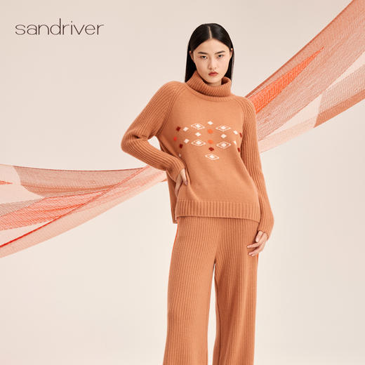 羊绒樽领提花女套衫SJF95W334K 商品图1