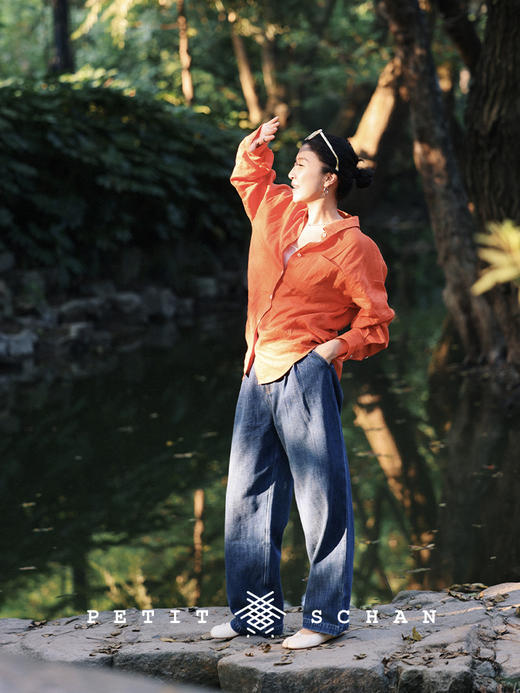 PETIT SCHAN小闪 CLO#355 just right 刚刚好 经典款纯亚麻基础长袖衬衫四季外穿内搭纯色衬衣多色可选 商品图8