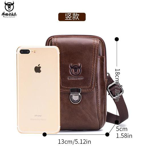 牛船长皮具头层牛皮男士穿皮带包休闲户外手机包真皮单肩斜挎腰包 商品图3