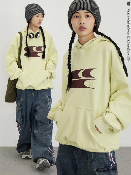 CryingCenter经典姜黄LOGO 3C连帽长袖卫衣秋冬 橡皮粉 哭喊中心 商品图4