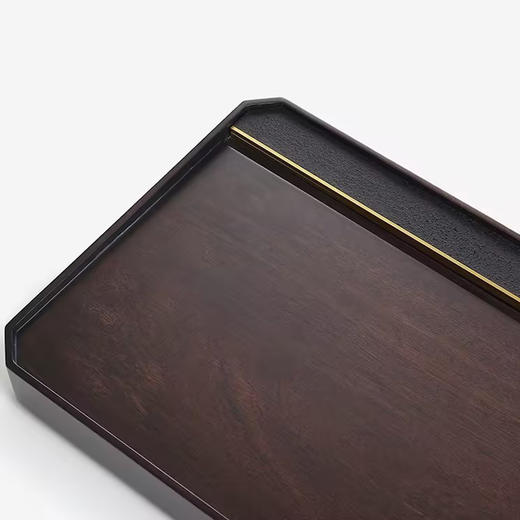 锦绣 乌檀木茶盘家用整块天然实木茶台原木镶嵌玄青石轻奢简约茶海（ 70*30cm）明华沙比利茶盘 商品图5