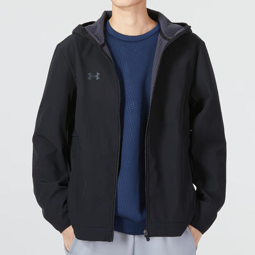 安德玛（Under Armour）秋冬外套男 梭织速干弹力运动服加绒保暖连帽夹克男 22600401 商品图1