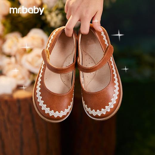 mrbaby女童皮鞋森系公主休闲鞋2023秋新款电绣花边玛丽珍防滑单鞋 商品图0