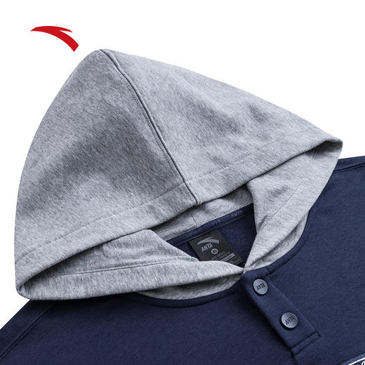 【L/XL/2XL断码】安踏优可丝连帽卫衣男秋季新款长袖休闲套头衫针织上衣152338702【库存有限，如无货将做退款，介意慎拍！】 商品图3