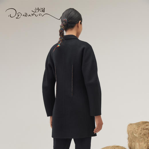 羊绒双排扣中长款大衣SJF95W274W 商品图3