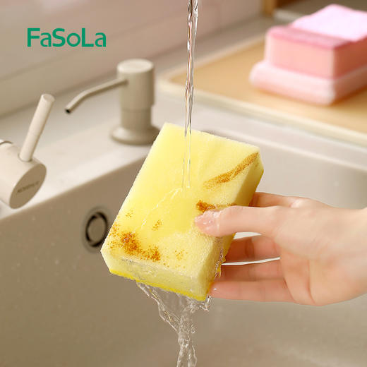 FaSoLa 双面百洁布海绵擦 厨房清洁用品加厚刷锅洗碗去污海绵 商品图7